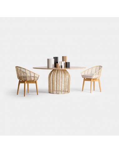 MESA COMEDOR PLISSÉ RATTAN