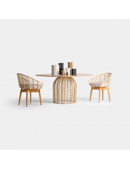 MESA COMEDOR PLISSÉ RATTAN