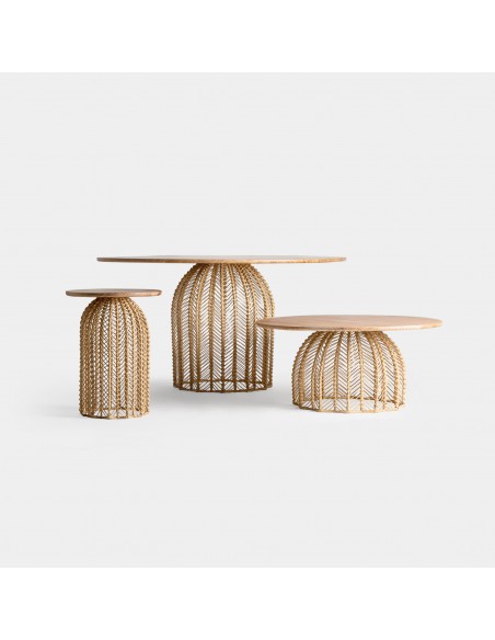 MESA DE CENTRO PLISSÉ RATTAN