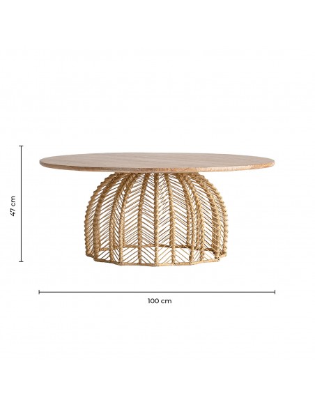 MESA DE CENTRO PLISSÉ RATTAN