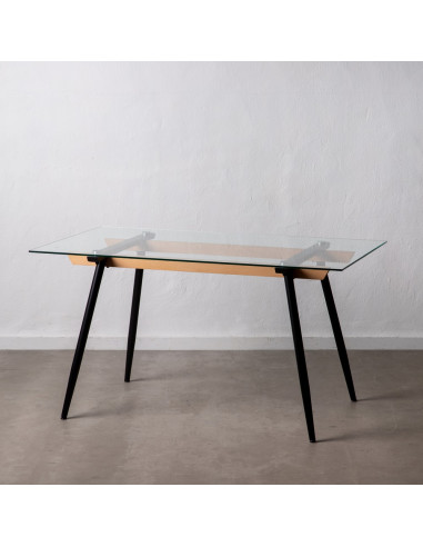 MESA COMEDOR NEGRO METAL-CRISTAL...
