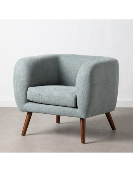 SILLÓN AZUL TEJIDO-MADERA SALÓN 81 X 73 X 70 CM