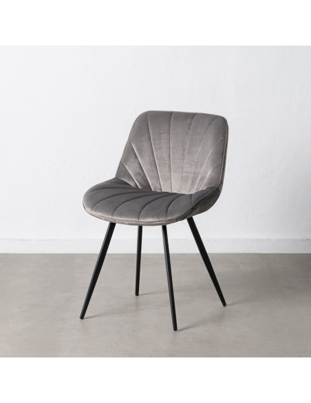 SILLA TERCIOPELO GRIS SALÓN 51 X 55 X 82 CM