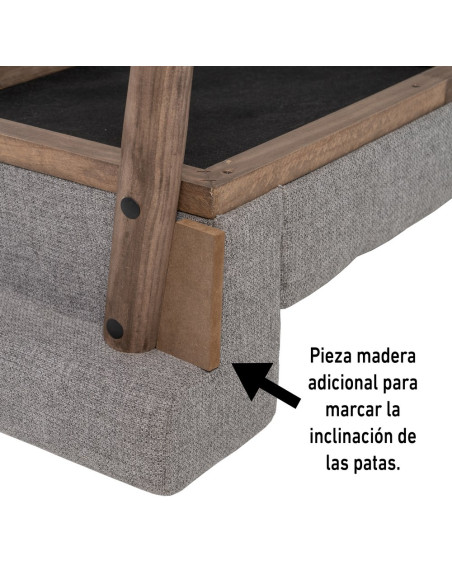 BANQUETA GRIS TEJIDO-MADERA DECORACIÓN 120 X 40 X 50 CM