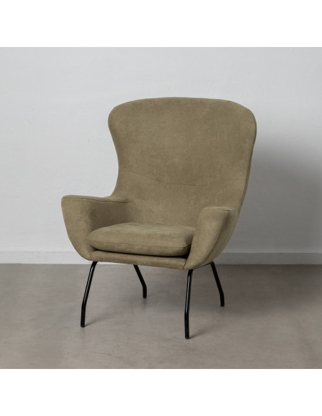 SILLÓN VERDE OLIVA TEJIDO-METAL SALÓN 81 X 100 X 85 CM