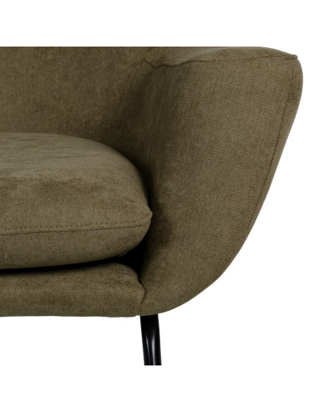SILLÓN VERDE OLIVA TEJIDO-METAL SALÓN 81 X 100 X 85 CM