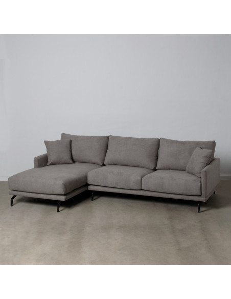 SOFÁ CHAISE LONGUE GRIS TEJIDO-METAL 284 X 173 X 100 CM