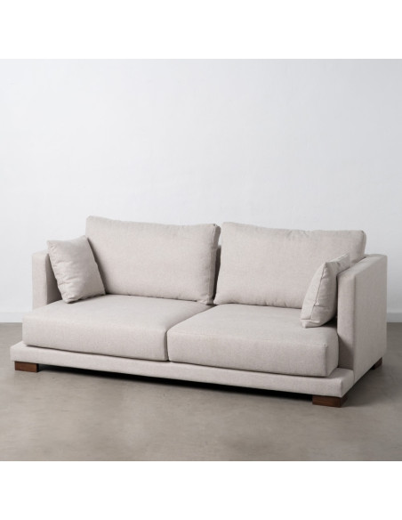 SOFÁ 3 PLAZAS CREMA TEJIDO-MADERA SALÓN 200 X 100 X 80 CM