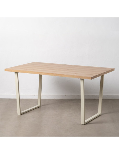 MESA COMEDOR NATURAL-CREMA DM-METAL 150 X 90 X 75 CM