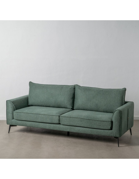 SOFÁ 3 PLAZAS VERDE OSCURO TEJIDO-METAL 216 X 85 X 88 CM