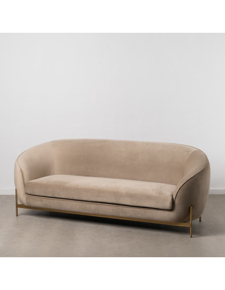 SOFÁ 3 PLAZAS TERCIOPELO CHAMPÁN 225 X 92,50 X 83 CM