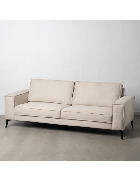SOFÁ 3 PLAZAS CREMA TEJIDO-METAL SALÓN 220 X 86 X 81 CM